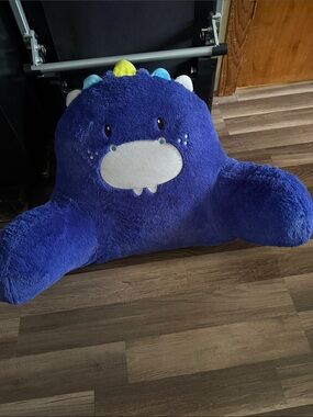Plush Blue Dino Backrest Pillow